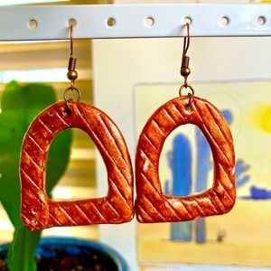 Handmade Polymer Clay Earrings - Red Arches